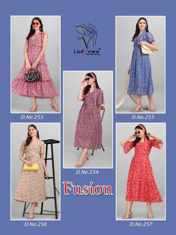 Ladyview Fusion Fancy Wear Georgette Designer Kurti Collection